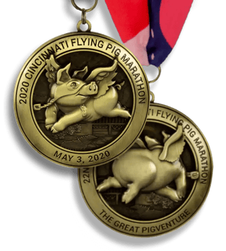 Flying Pig Marathon Medal, Die Cast Medal