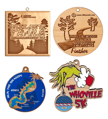 custom wood running medals