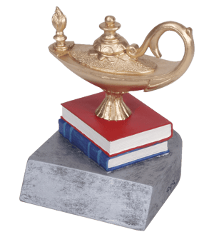 lamp of knowledge resin trophy academic award