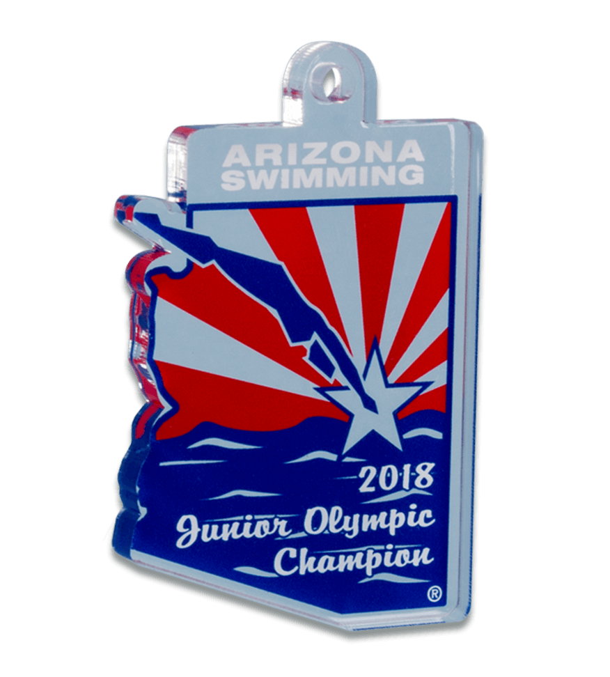 Arizona swimming acrylic medal