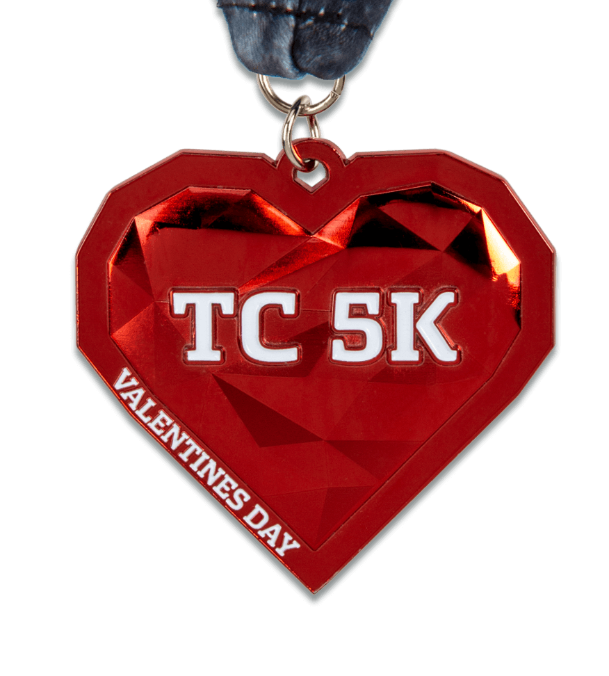 Custom running medal, custom medal for 5K, road race medals, finisher medal, custom shape medal, heart medal, valentines day 5K medal, custom die cast running medals