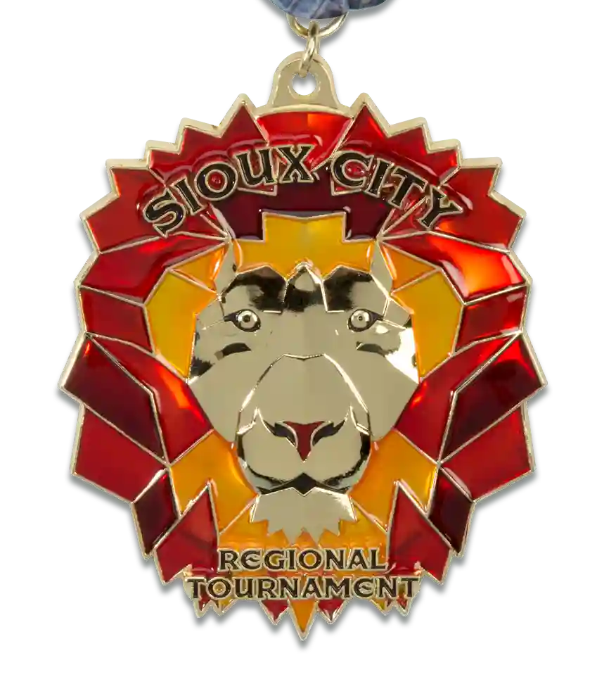Custom martial arts medal, sioux city ATA regional tournament, custom lion head medals, die cast martial arts medals