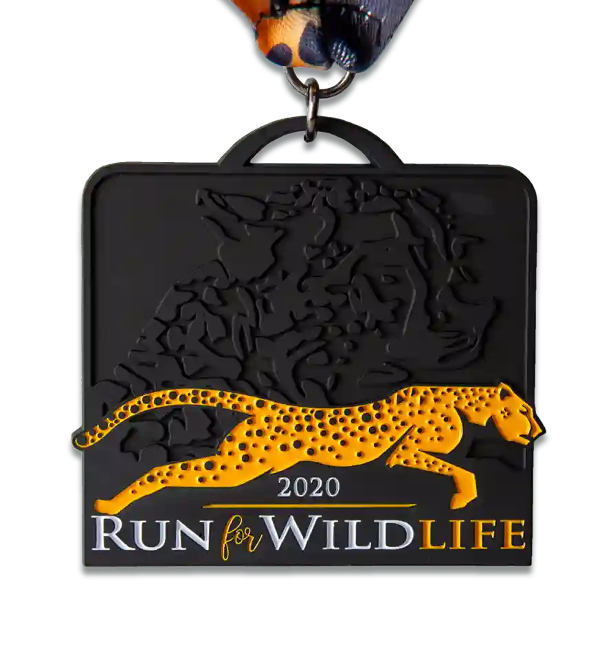 Custom running medal, 5K medal, Run for Wildlife medal, die cast running medal, custom finisher medals