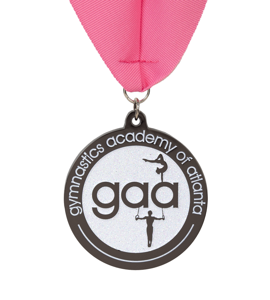 Group image of custom gymnastics medals, elevate gymnastics academy medals, gymnastics academy of atlanta custom medals, gymnastics meet medals, Chris Waller, Wallers GymJam Academy gymnastics medals, 360 events gymnastic meet vacation classic series medals, custom die cast gymnastics medals