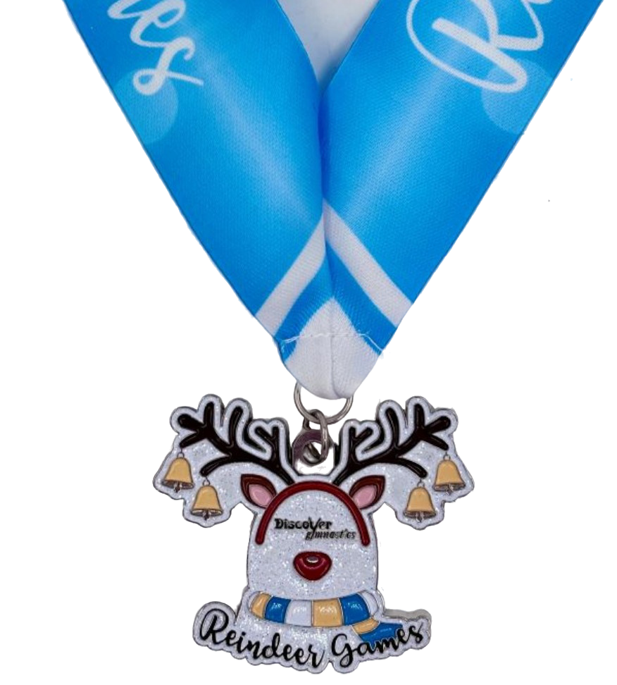 Custom gymnastics medal shaped like a reindeer, die cast medal for discover gymnastics