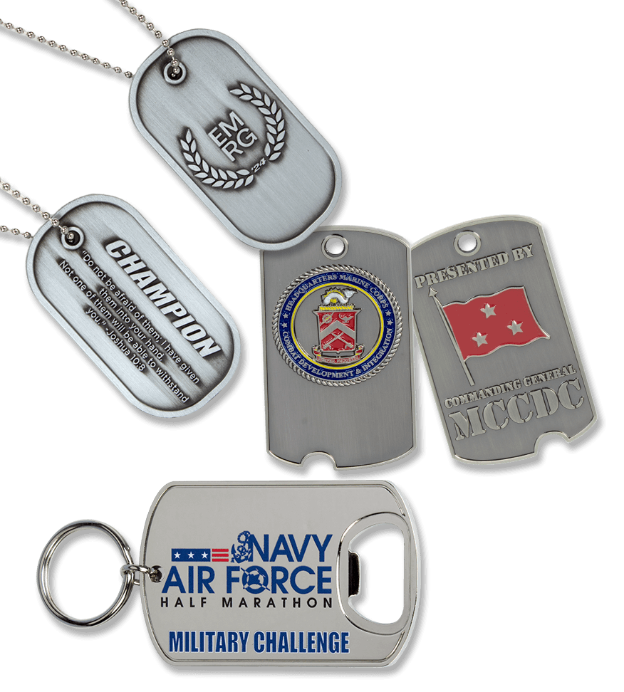Image of custom dog tags. 