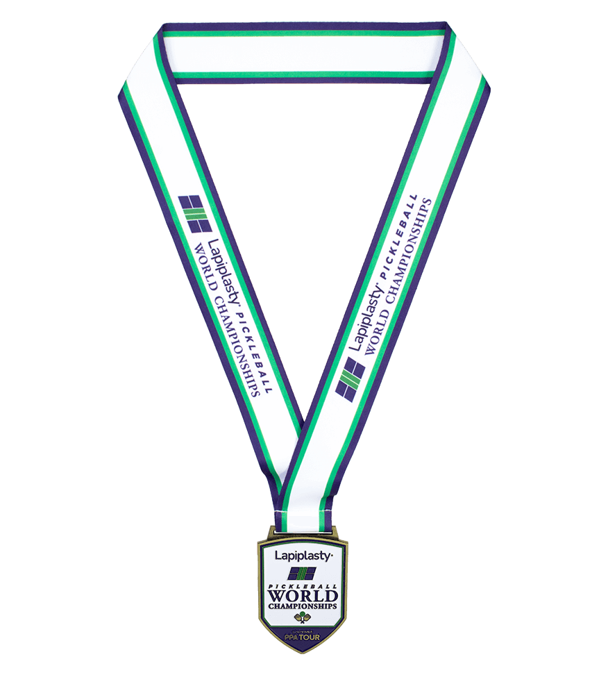 Custom Die Cast Pickleball Medal with neck ribbon, 3.5