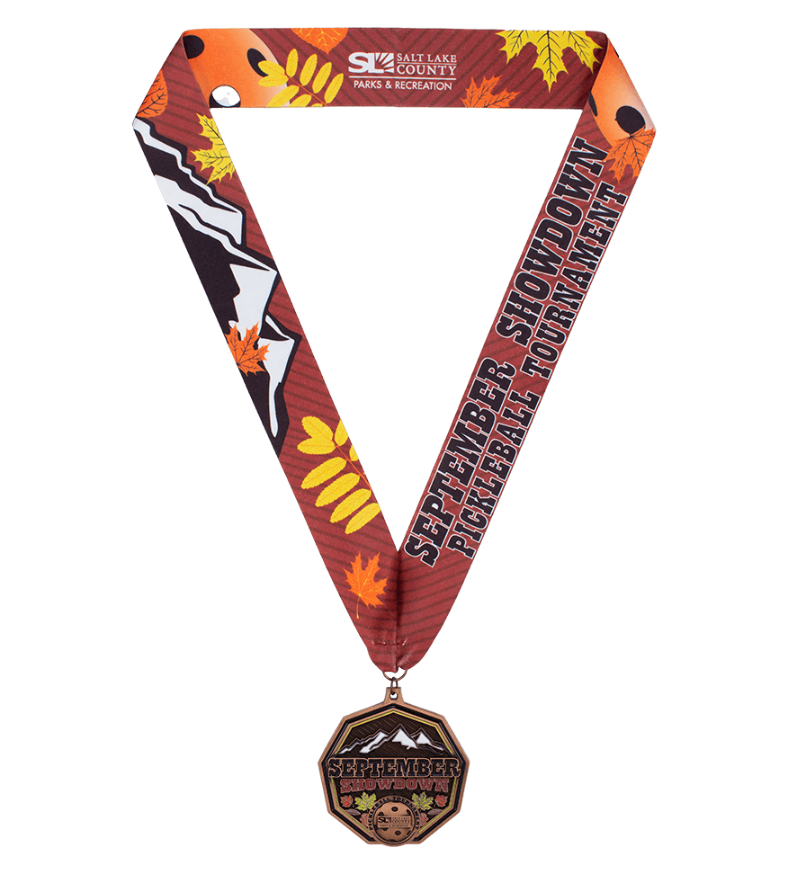 Custom Die Cast Pickleball Medal with neck ribbon, 3.5