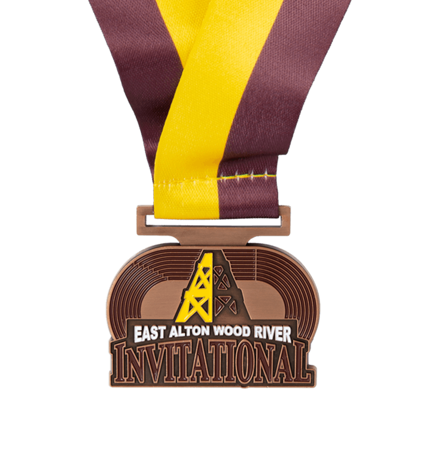 Group image of custom track & field medals, Group image of track and custom cross country medals, Russellville High School Track Invitational medals, cass city XC invitational medal, custom cross country medals, track and field invitational custom medals