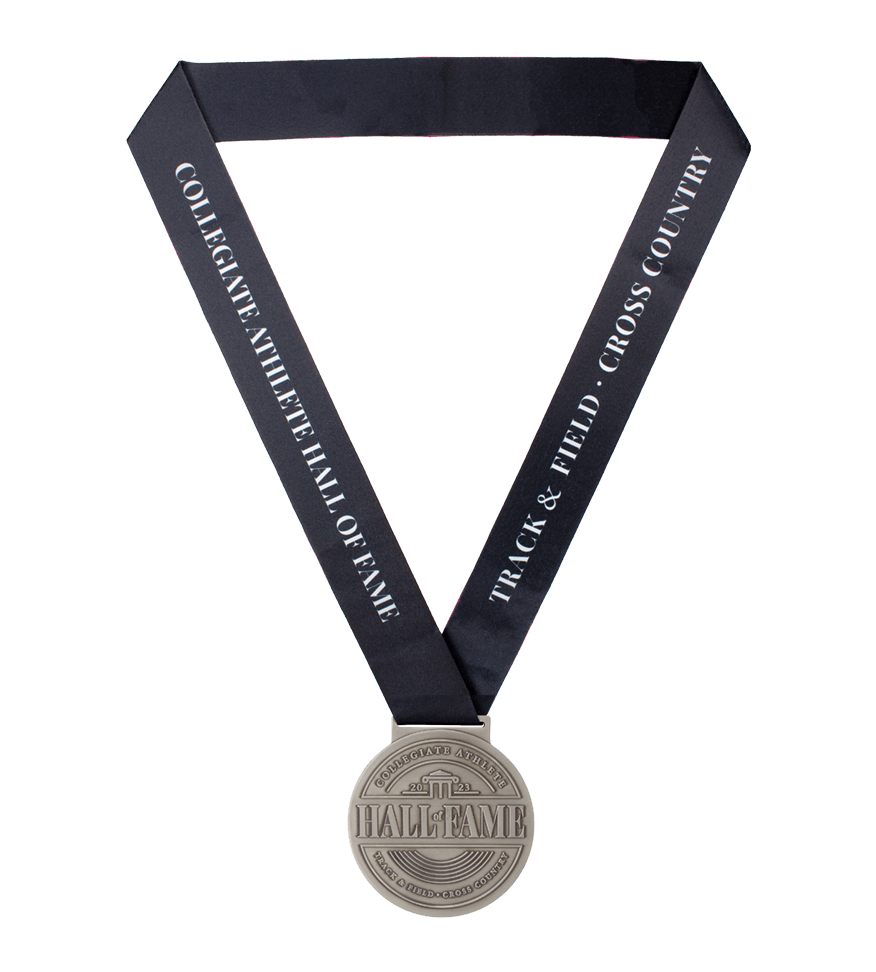 Image of track & field and cross country custom die struck medallion and ribbon. | Maxwell Medals & Awards