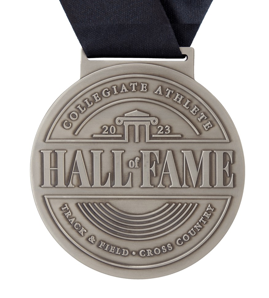 Image of collegiate athlete track & field and cross country custom die struck medal. | Maxwell Medals & Awards