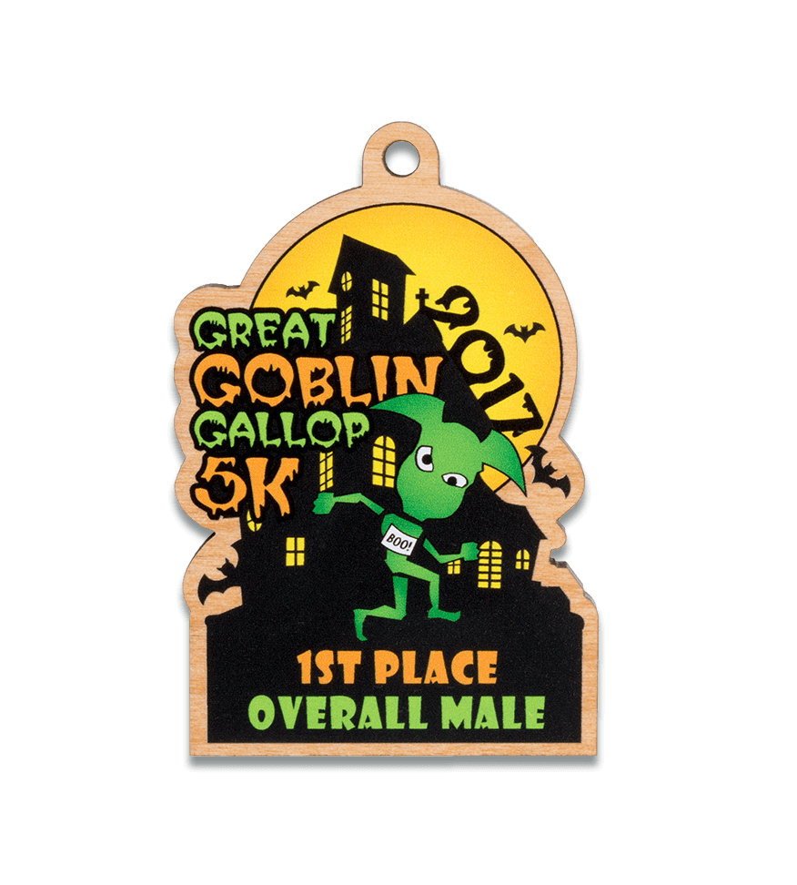 Goblin 5k wooden medal