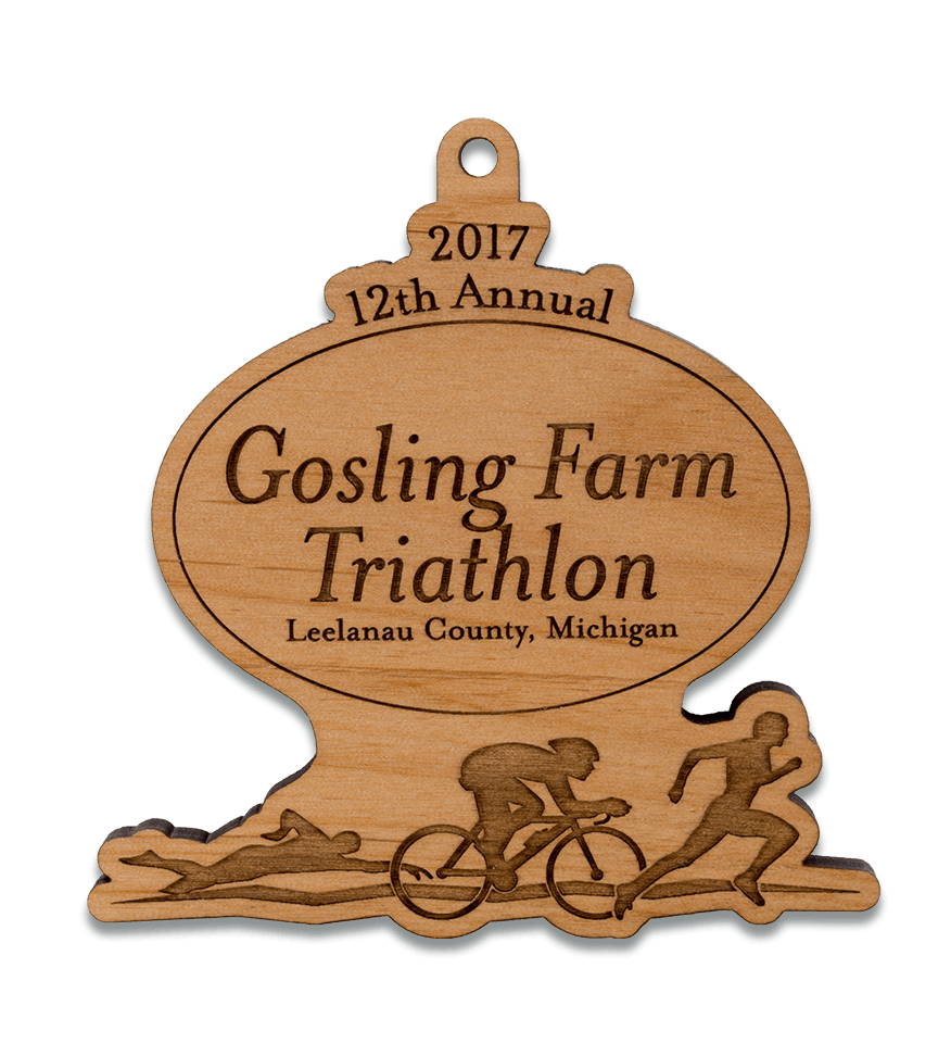 Gosling Farm Triathlon wooden medal