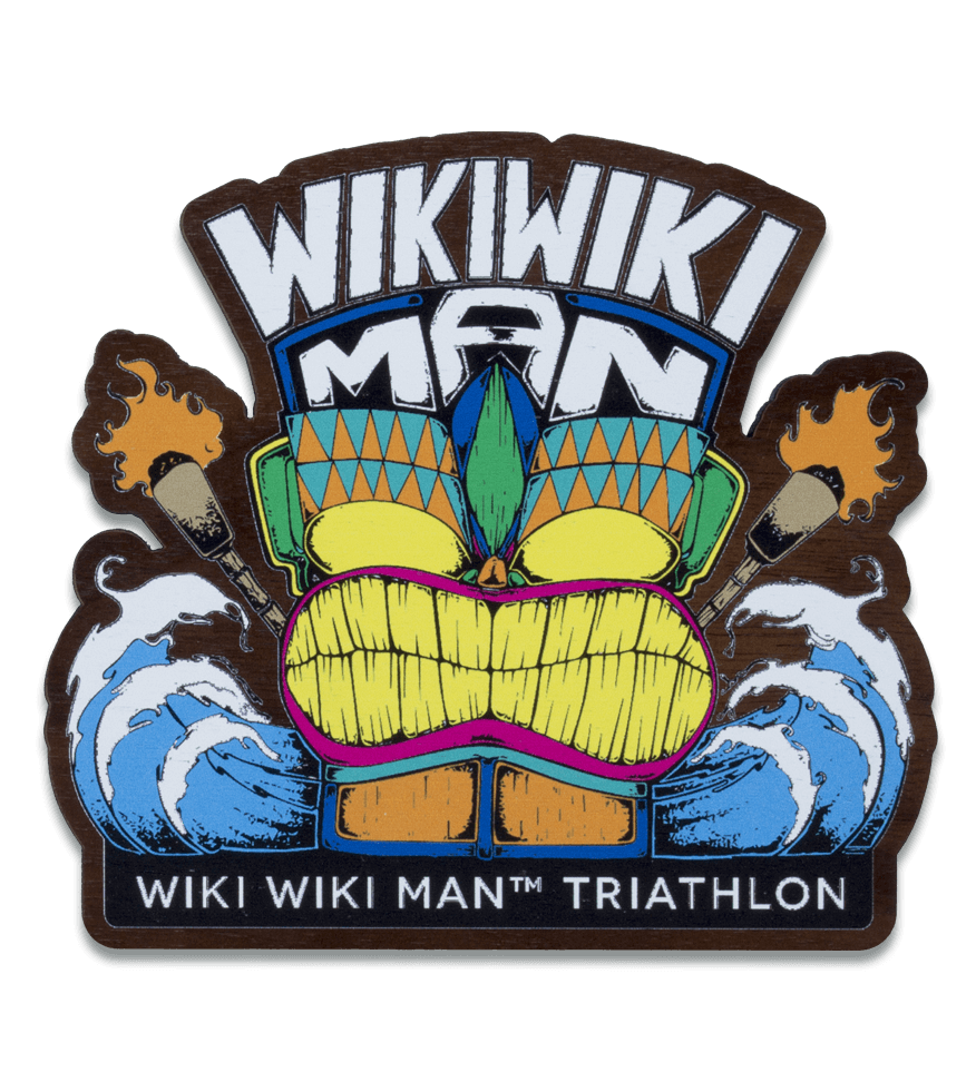 Wikiwiki Man Triathlon wooden medal