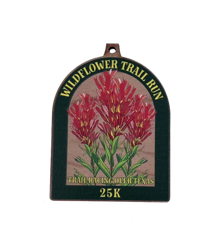 Wildflower Trail Run wood medal, 25K wooden medal | Maxwell Medals