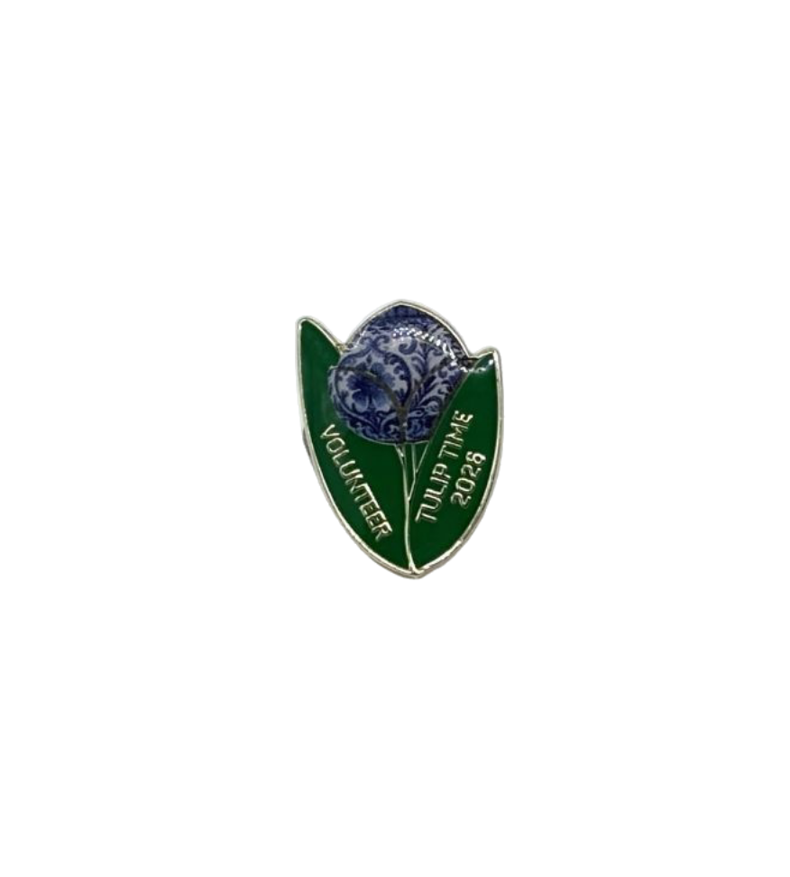 custom die struck soft enamel pin for volunteer at tulip festival holland Michigan 2026