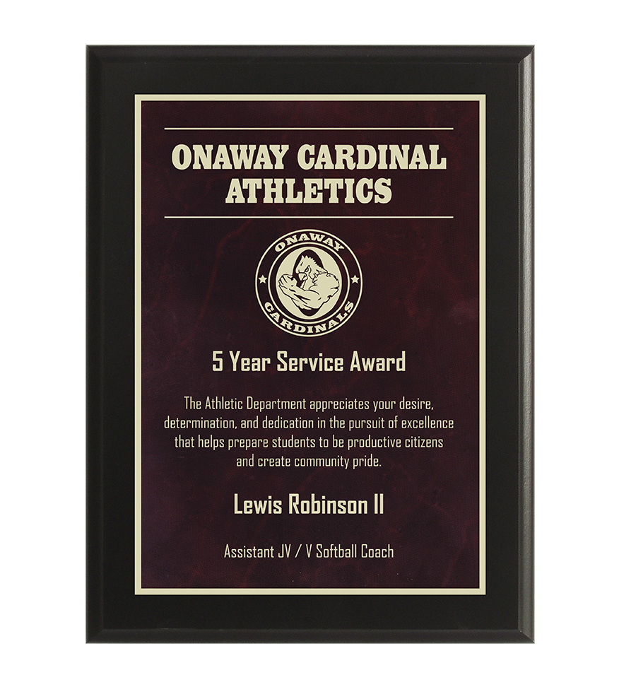 Cardinal Softball Brass Plaque