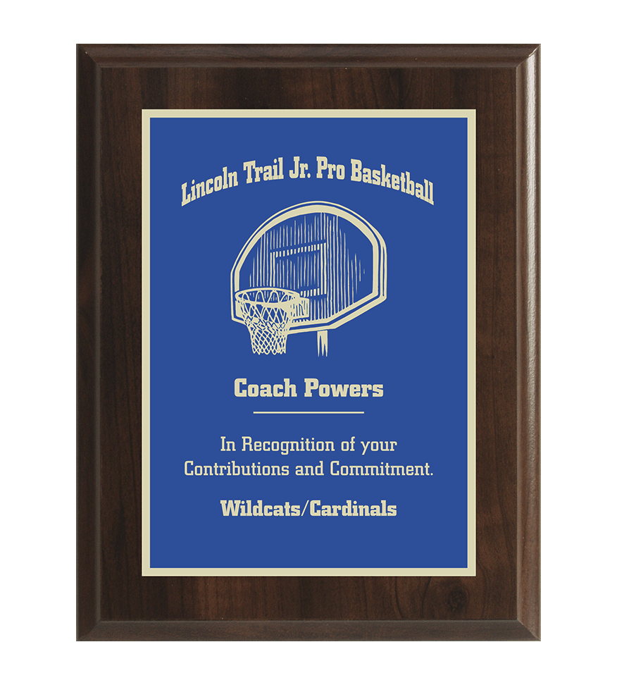 Lincoln Trail Jr Pro Basketball Brass Plaque