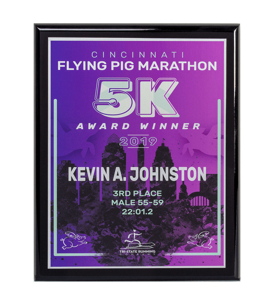 Flying Pig Marathon Full Color Plaque, Running Plaque