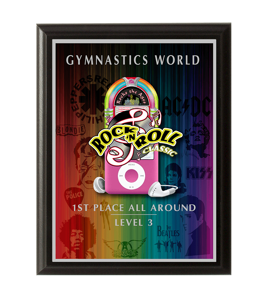 Gymnastics World Full Color Plaque, Direct Print Plaque, Gymnastics Plaque