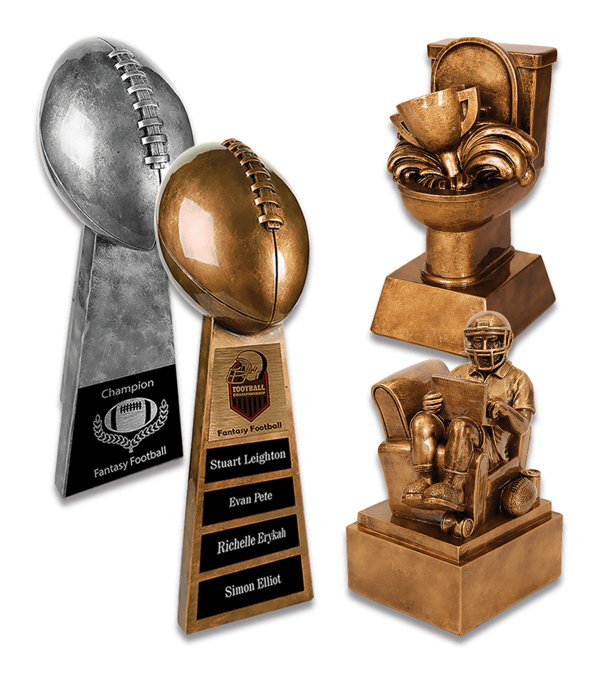 9.75 Overall Height Gold Resin Fantasy Football Traveling Trophy