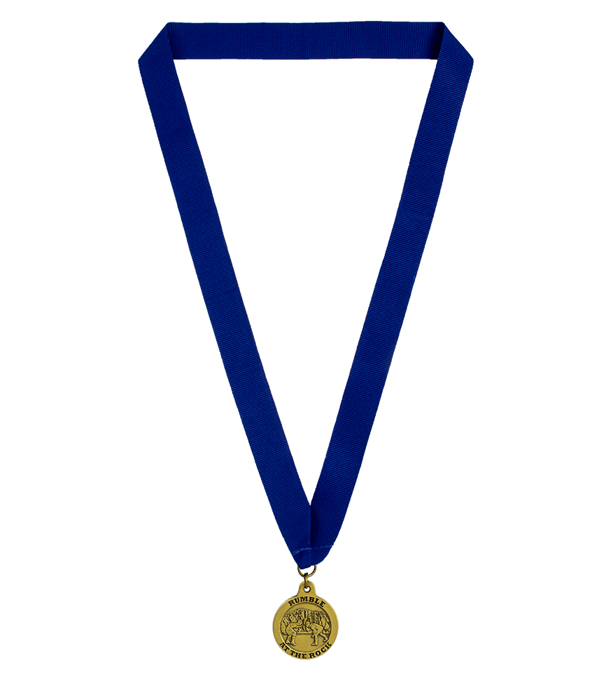 gold CHEERLEADING  medal blue award with neck drape 