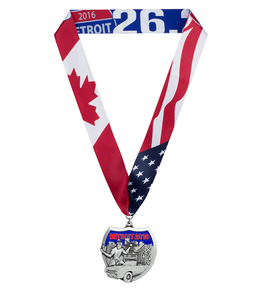 Detroit Marathon sublimated medal ribbon