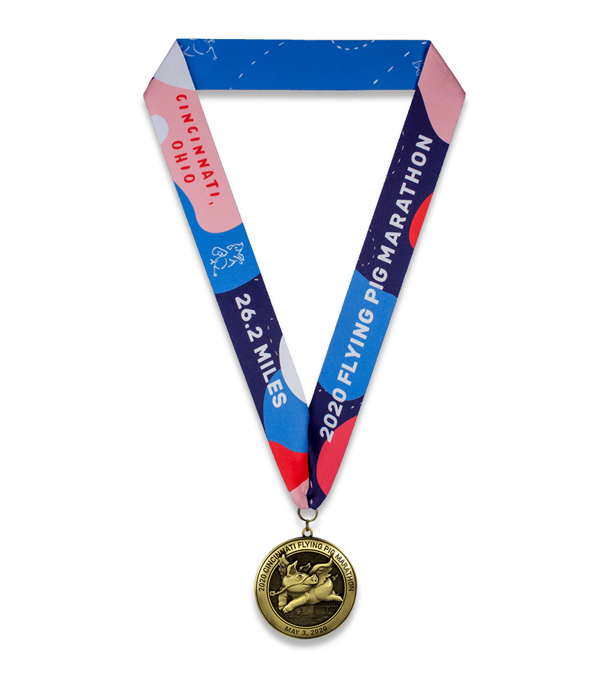 Cincinnati Flying Pig Marathon sublimated medal ribbon