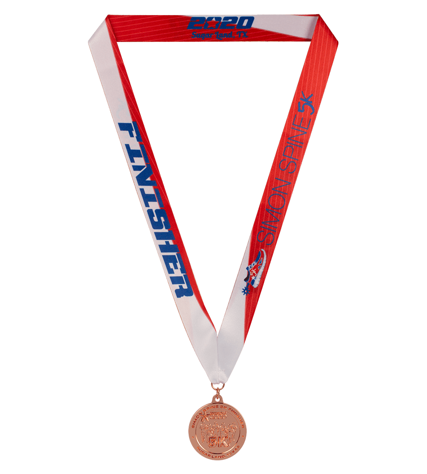 Simon Spine 5k sublimated medal ribbon