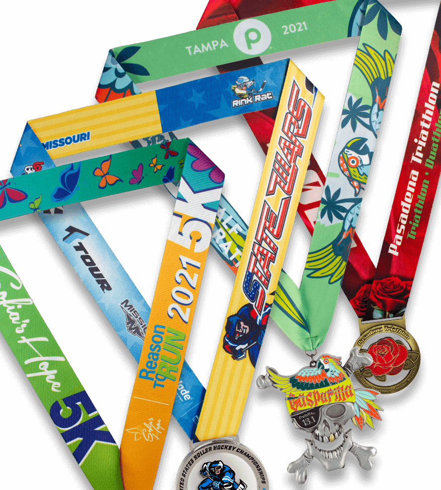 Grouping of sublimated medal ribbons