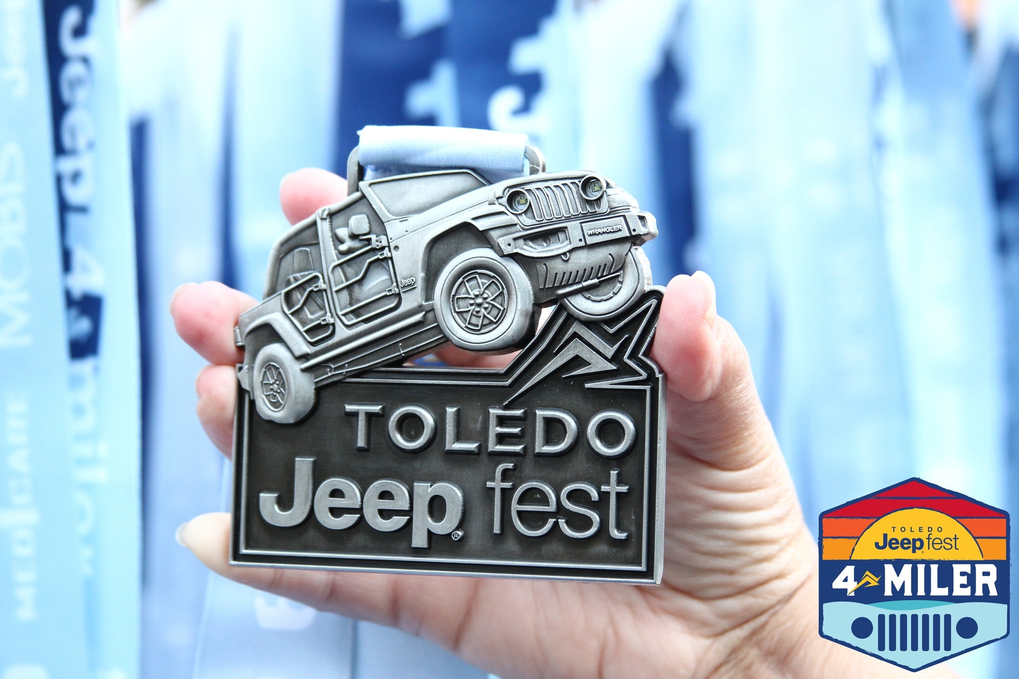 custom finisher medal for Toledo Jeep Fest 4 miler