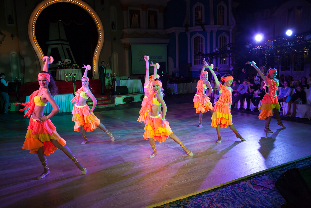 Dancers on stage in a dance competition